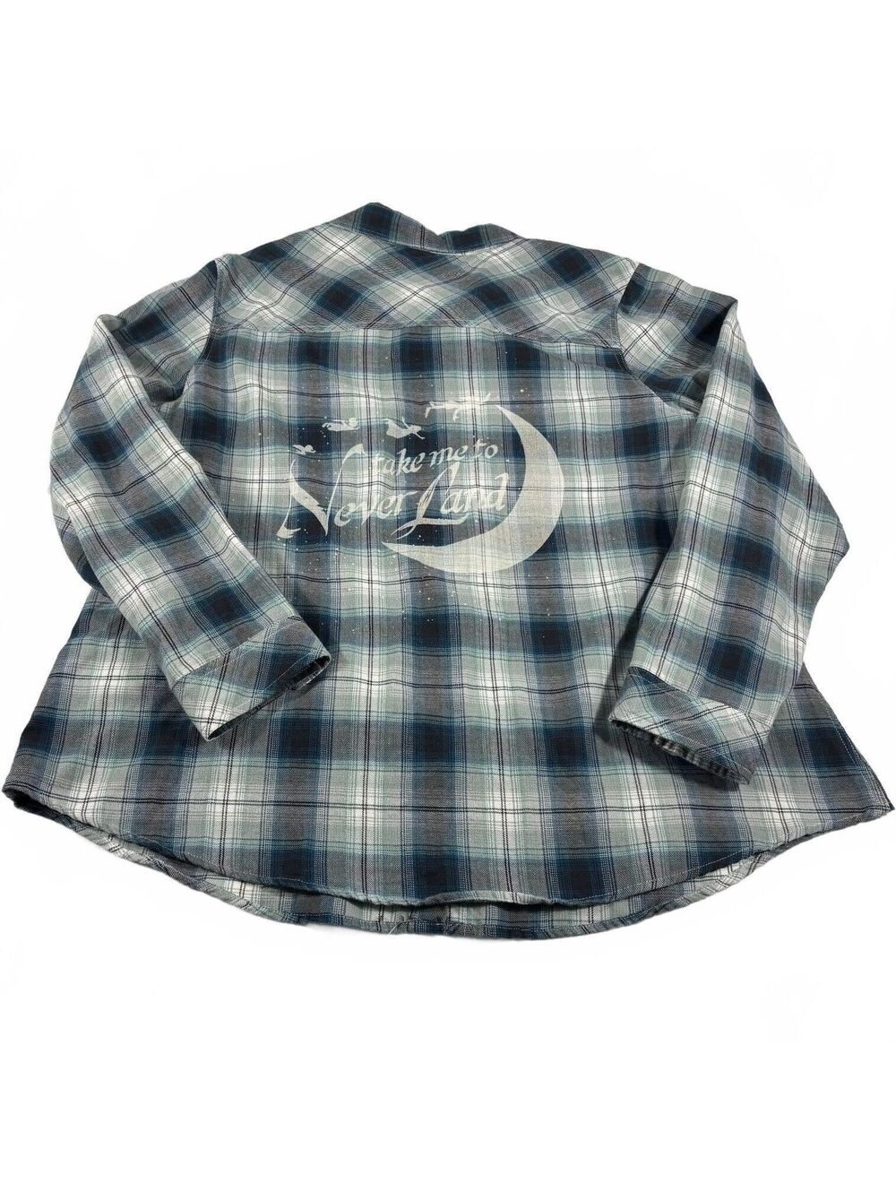 Disney Peter Pan Neverland Flannel Plaid Women's Woven Button-Up Shirt 2